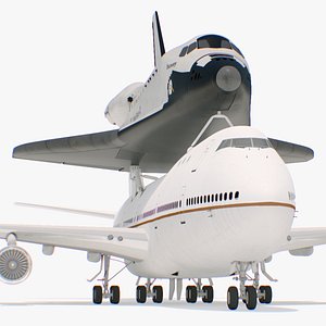 Space Shuttle on Connection Frame and Carrier Aircraft
