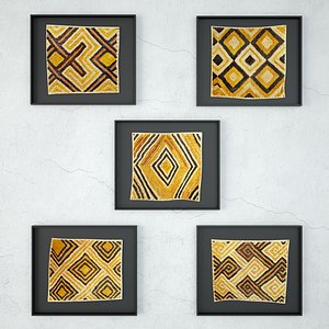 3D Kuba Shoowa Grass Textile Framed model