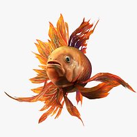 Phoenix Fish Stylized Fantasy 3D Model Rigged  Animated