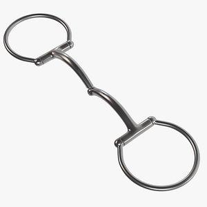 3D Curved jointed snaffle horse bit model
