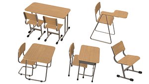 3D model School Desk collection