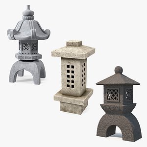 Japanese Stone Lanterns Collection 3D model