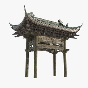A small pavilion of ancient Asian architecture 3D