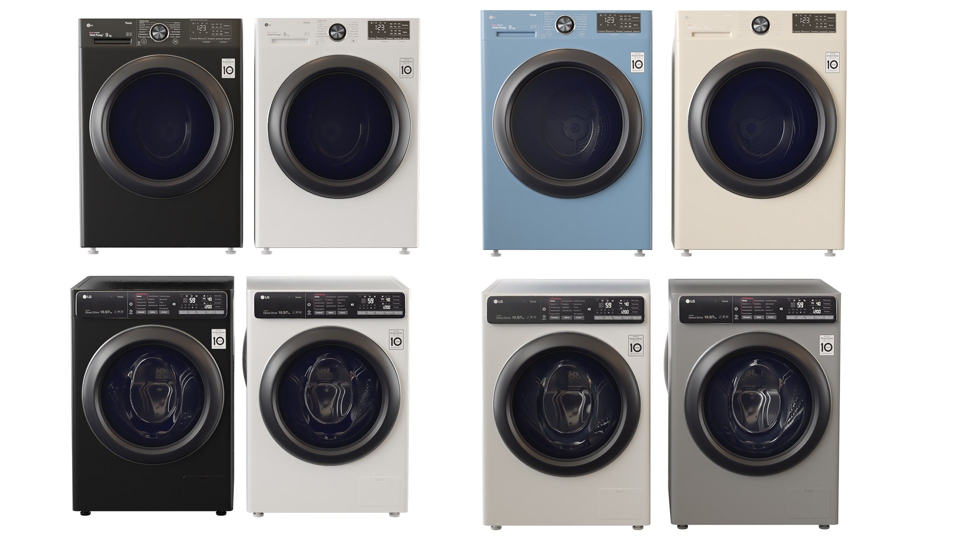 Washing Machine And Dryer LG - LG DC90V9V9W -LG F4T9RC9P Model ...