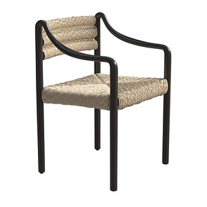 Pamplona Ebonized Ash Wood Dining Armchair Crate and Barrel 3D