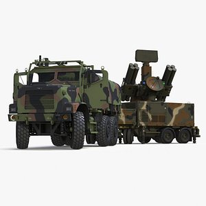 3D Truck with Trailer Air Defense Missile Complex Rigged