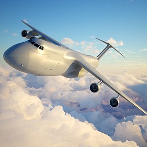 Strategic Military Transport Aircraft In Flight with Interior 3D model