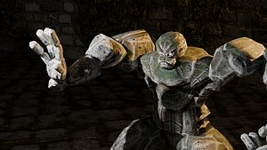 3D model Stone Lava and Forest Golem Game Ready Animated Character Set Low-poly 3D model