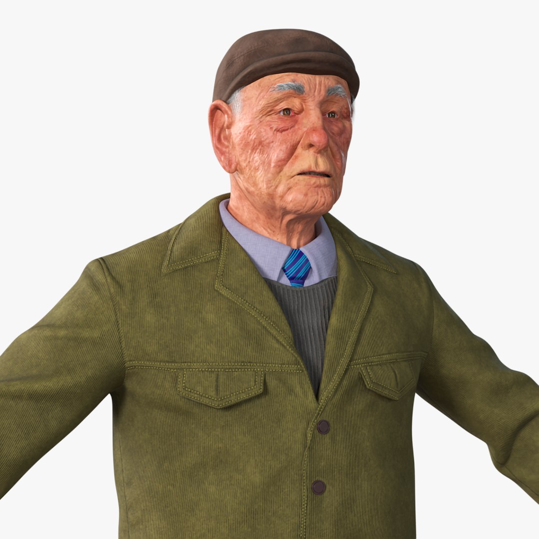 Old Man A-Pose 3D model preview