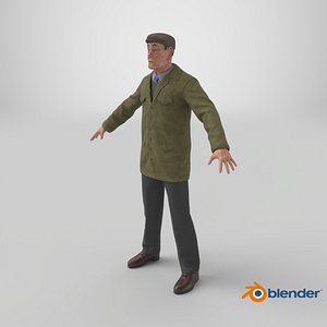 3D Old Man A-Pose