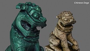 3ds max chinese dogs sculpture