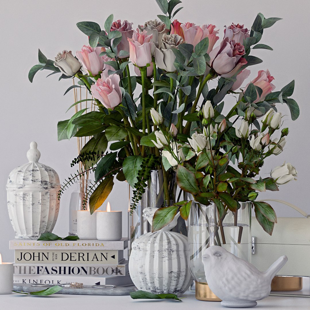 Decor Set Roses 3D Model - TurboSquid 1683067