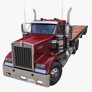 Kenworth W900L flatbed trailer