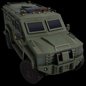 3D car armored green fbi model
