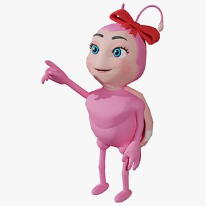 Cute Stylized Pink Blue Purple Ladybug Fully Rigged
