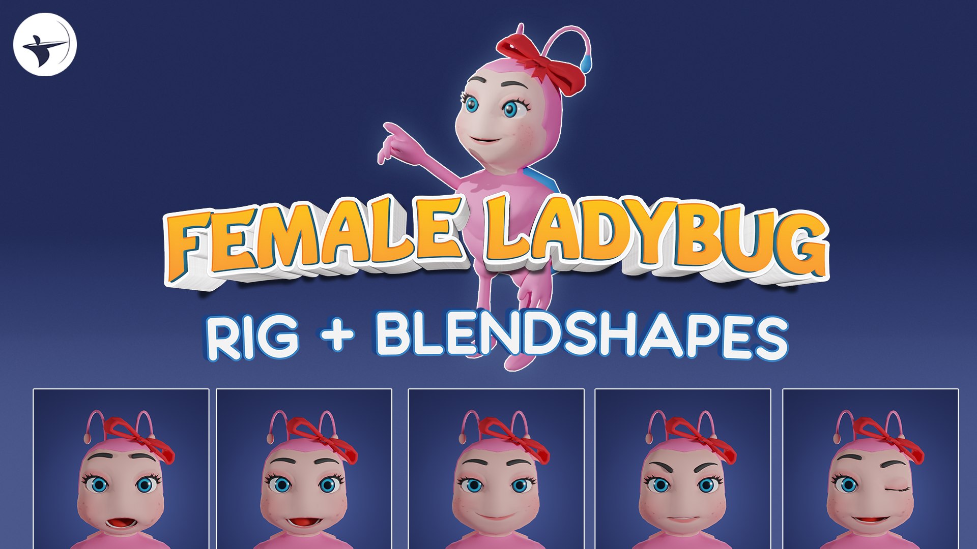 Cute Stylized Pink Blue Purple Ladybug Fully Rigged 3D Model ...