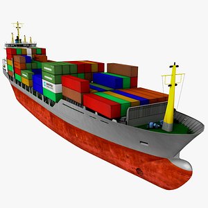 3d container ship