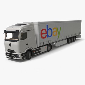 Electric Truck with eBay Trailer Rigged for Cinema 4D 3D model