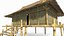 アジアの古代建築の竹葺き屋根の小屋
