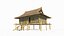 アジアの古代建築の竹葺き屋根の小屋