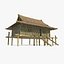 アジアの古代建築の竹葺き屋根の小屋
