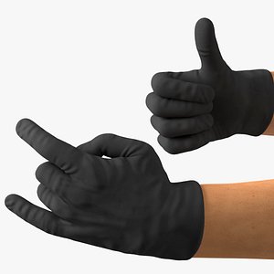 Gloved Hands Medical Black Rigged