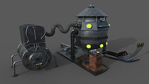 3D model Stylized engine generator PBR low-poly 3D model