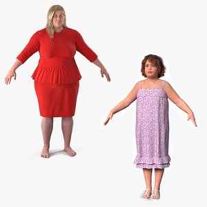 3D model Fat Woman and Girl Collection