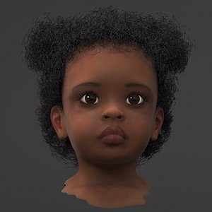 African Baby Girl Light Skin Head 3D model