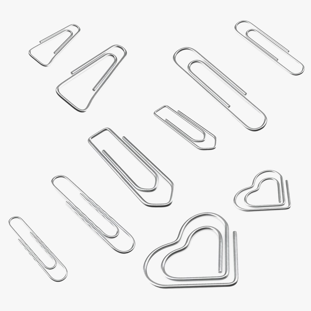 Metal Paper Clips Collection 2 3D model preview
