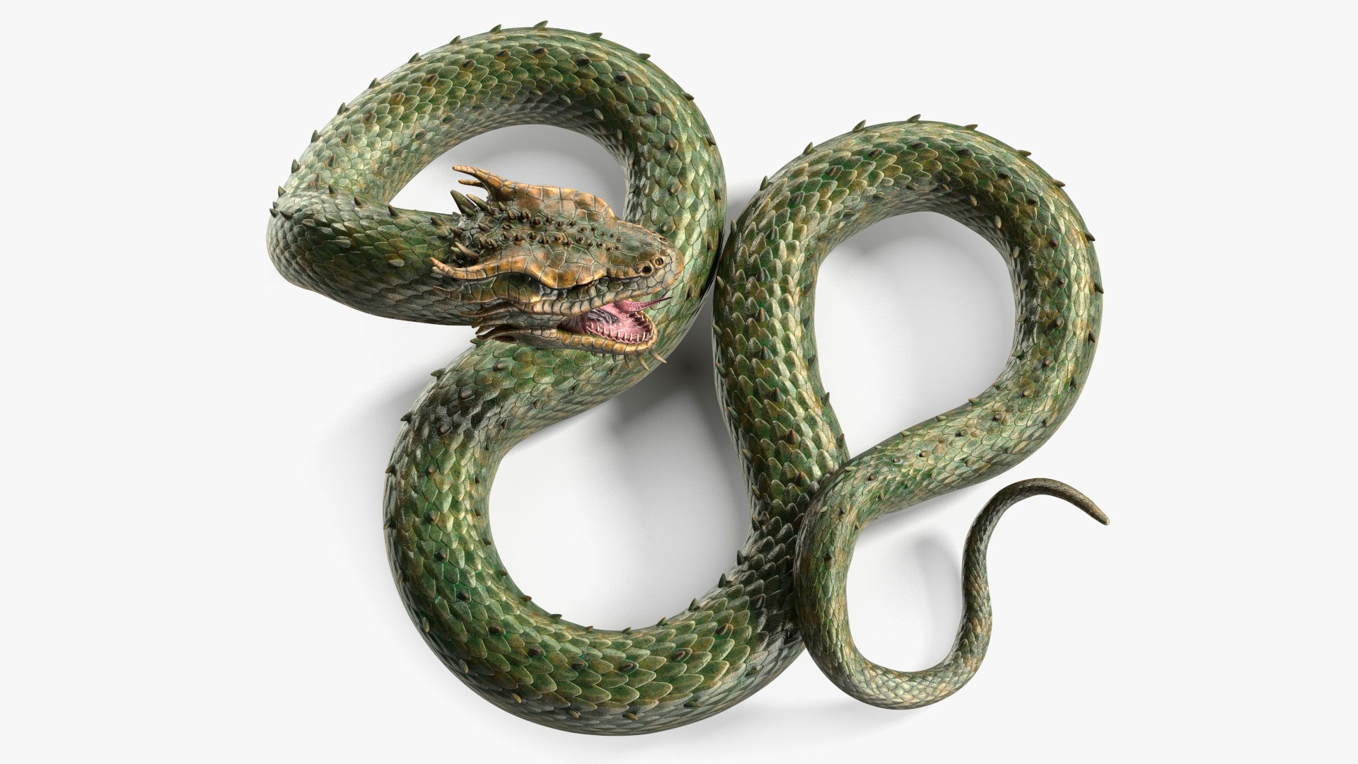 Mythical Serpentine Dragon Rigged for Cinema 4D 3D model preview