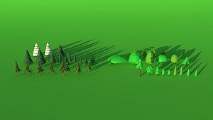 Cartoon low poly modern trees large collection