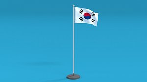 3D Low Poly Seamless Animated South Korea Flag
