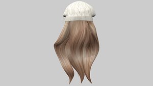 3D Beret Hat with Hair model