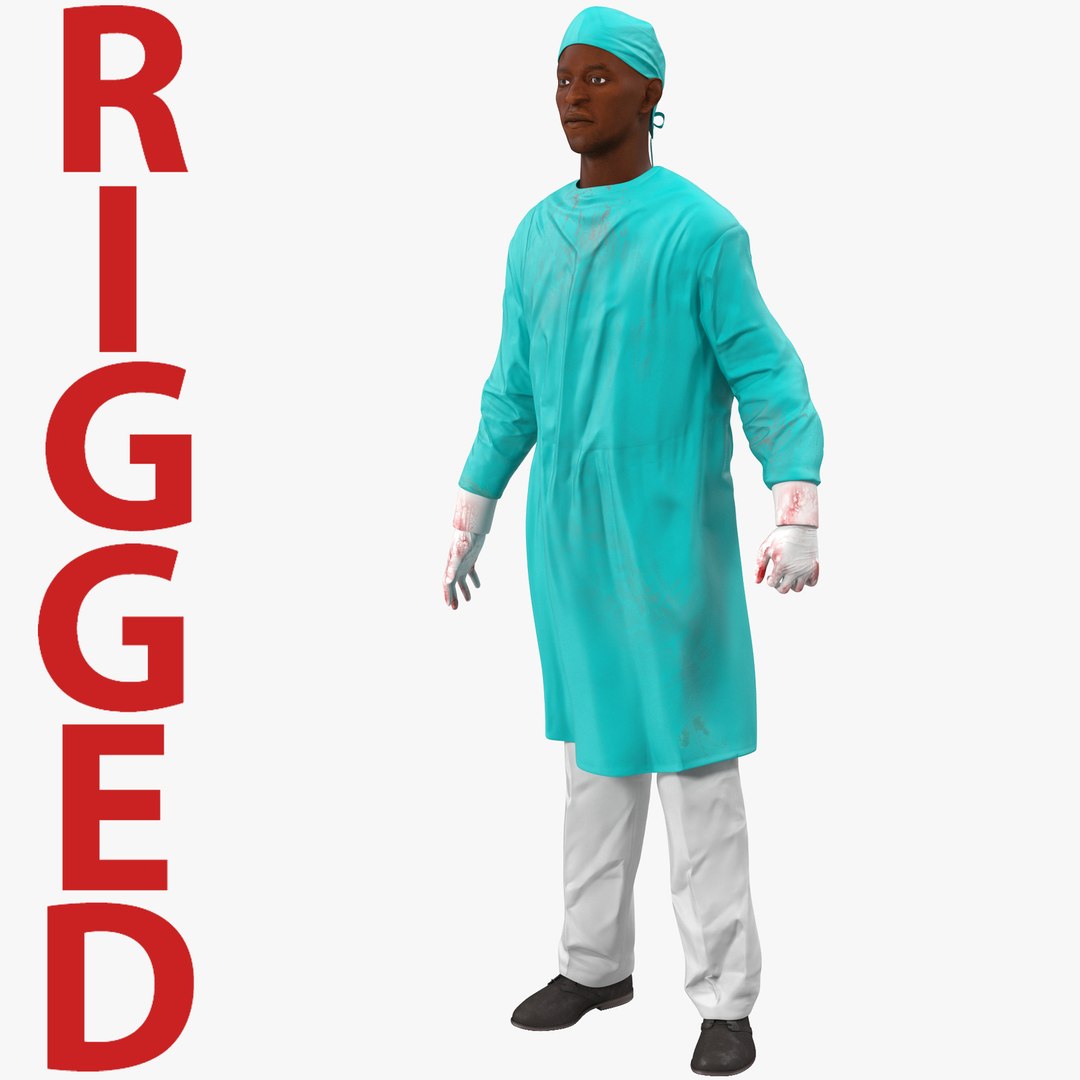 Male African American Surgeon 4 Rigged 3D Model 3D model preview