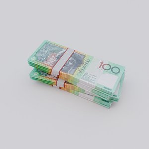 ONE Hundred Australian Dollar Currency 3D