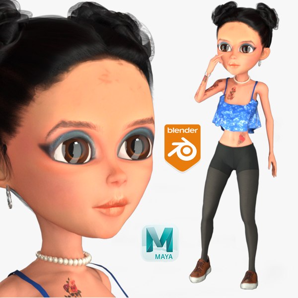 3D Cartoon Rigged Cute Kid Girl-Sapna Character 3D Model