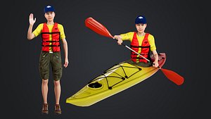 Kayak Canoe Athlete 3D model