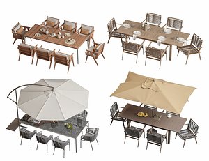 Camping Patio Furniture Outdoor sofa Beach Umbrella 3D model