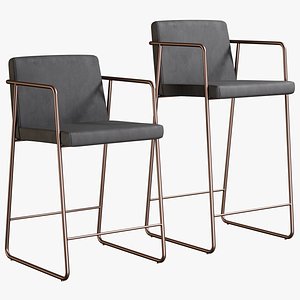 BarStool Rouka Grey Upholstered