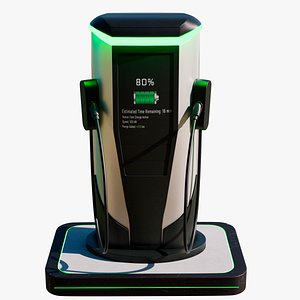 Electric Vehicle EV Charging Station PBR 3D Model