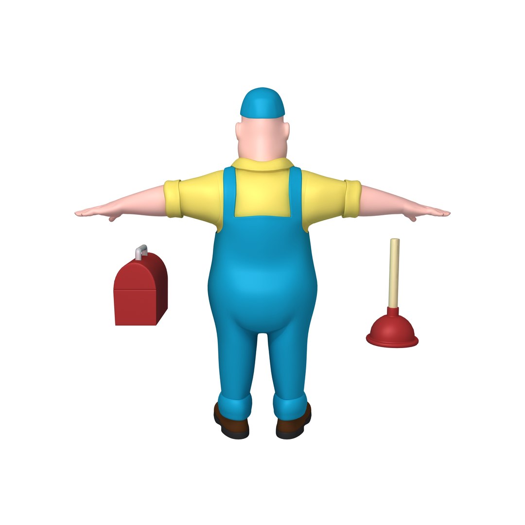 3D Worker Plumber Cartoon - TurboSquid 1667384