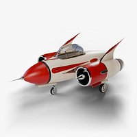 Retro Space Ship 1950s Rocket - Rigged Retractable Landing Gear PBR