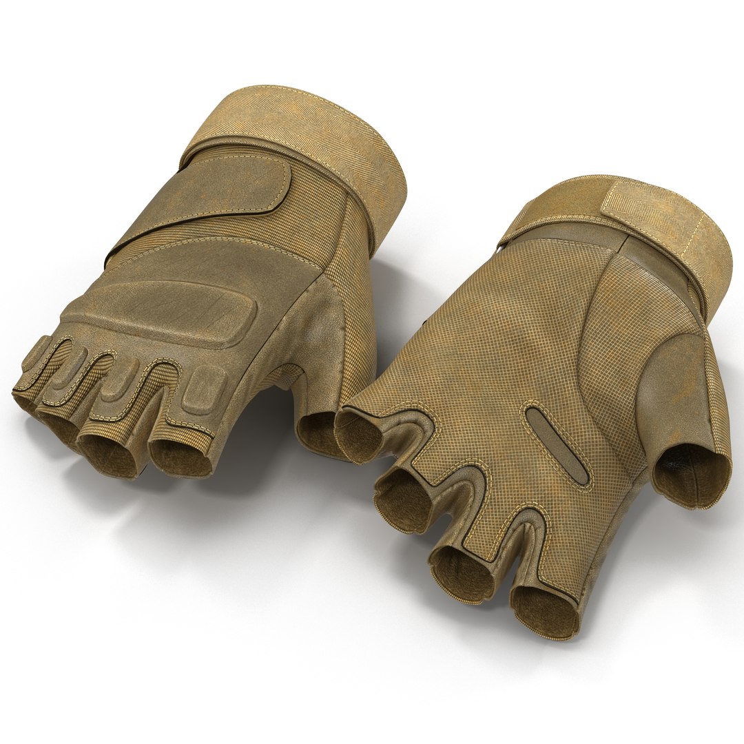 US Soldier Gloves Short Finger 3D Model 3D model preview