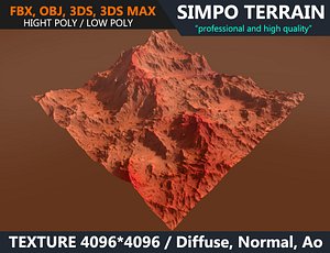 3D model realistic terrain polys games