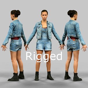 scanned female character rigged fbx