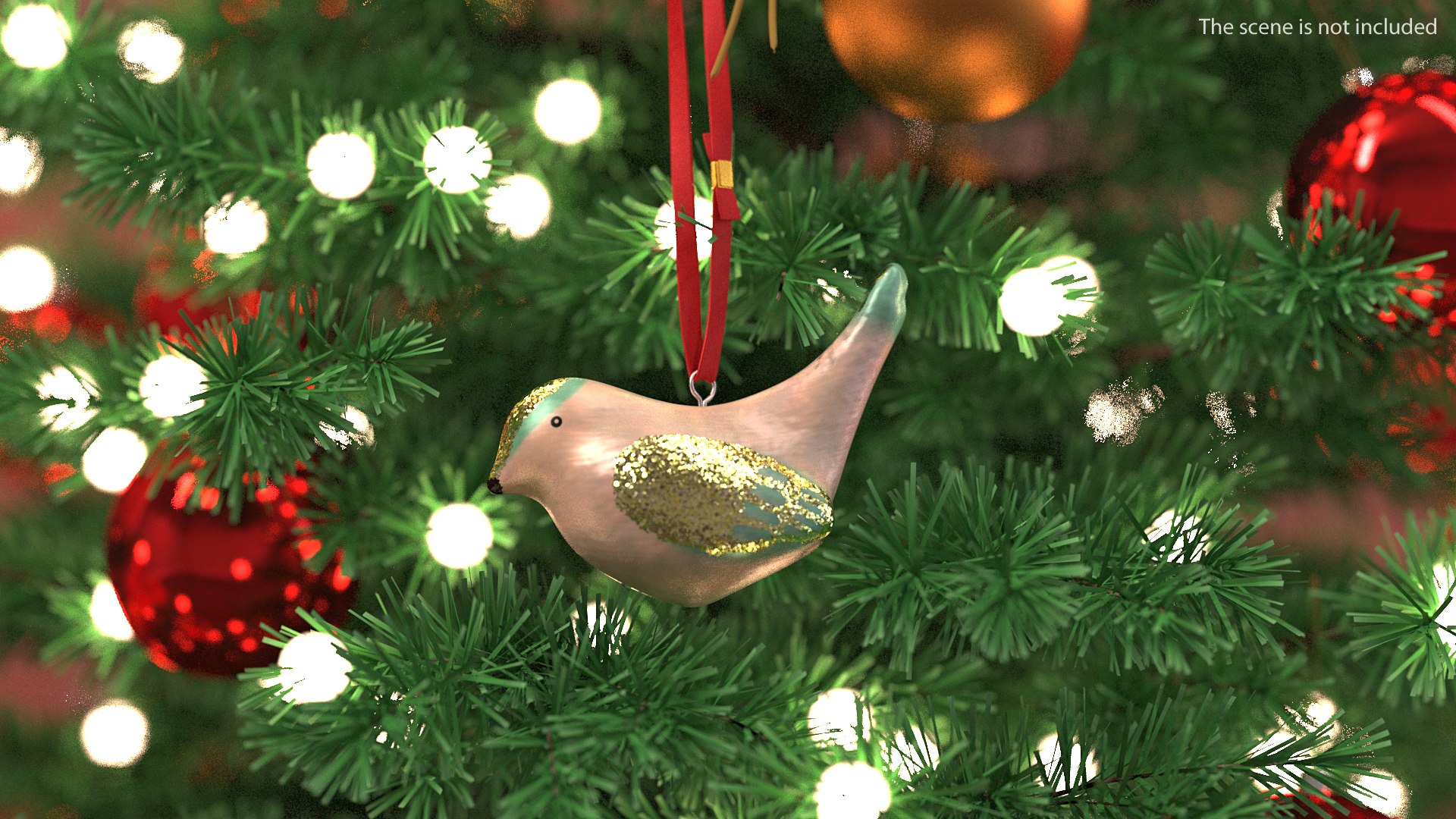 Ornament Bird Pearl with Rope 3D model preview