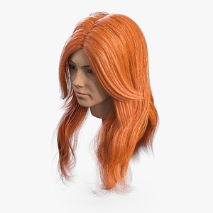 White Woman Head with Long Red Hair
