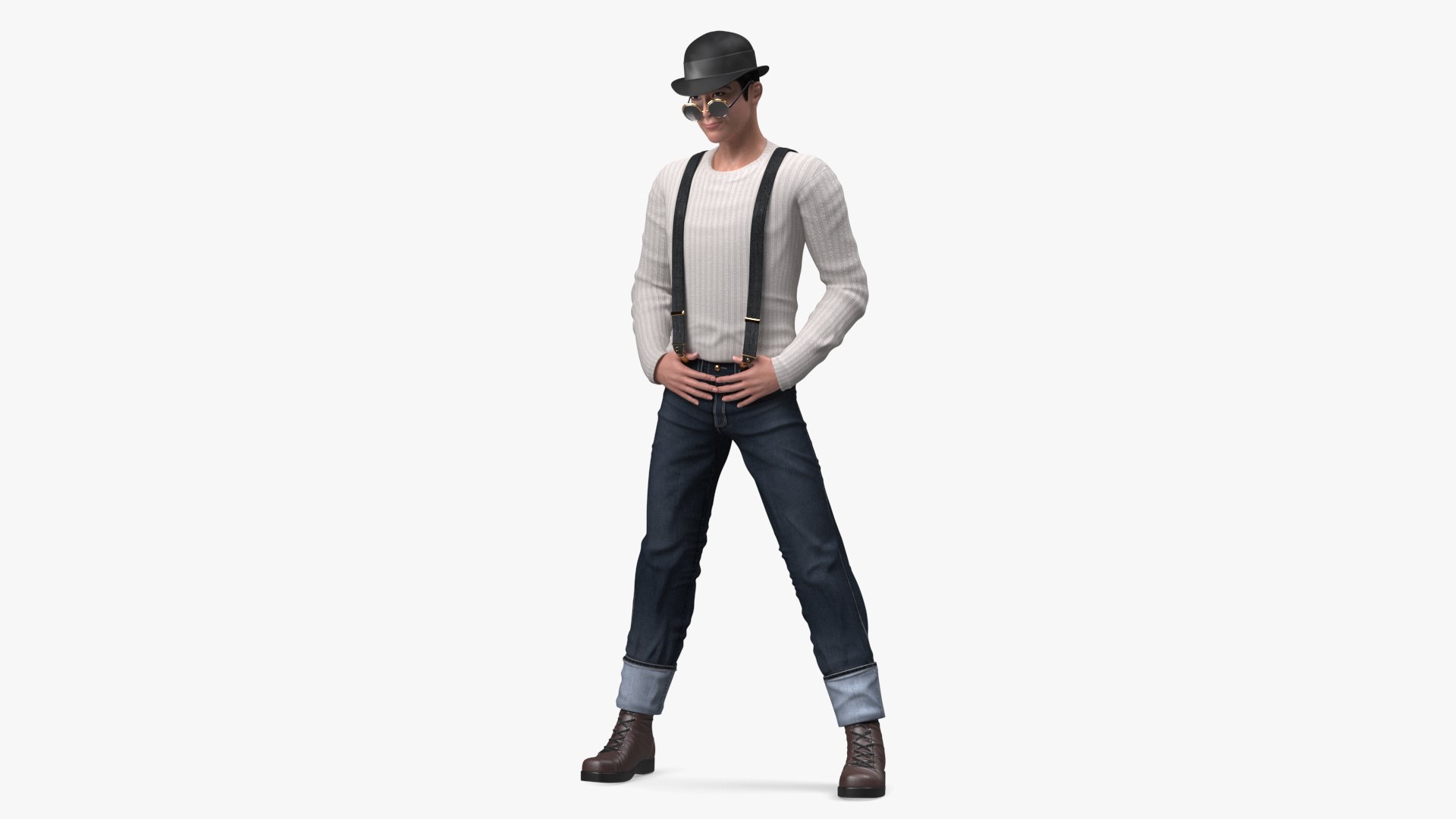 Fashionable Chinese Man With Sunglasses 3D model preview