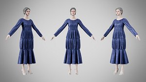 Dress 25 Midnight Blue Velvet With Design